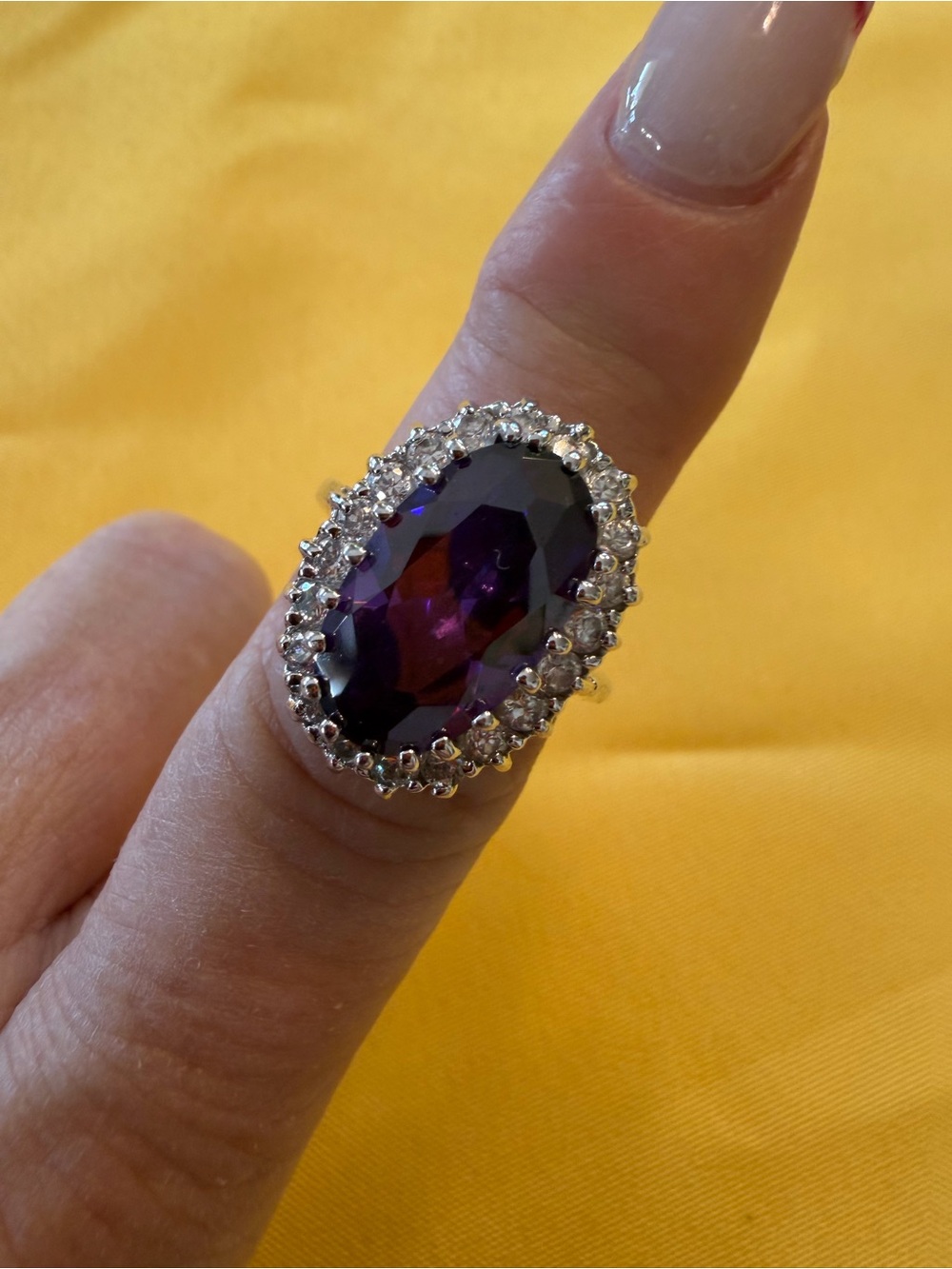 Park Lane Purple Oval Crystal Statement Ring Size 8